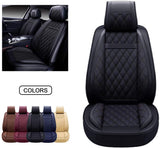 OASIS AUTO OS-009 Leather Car Seat Covers, Faux Leatherette Automotive Vehicle Cushion Cover for 5 Passenger Cars & SUV Universal Fit Set for Auto Interior Accessories (Front Pair, Black)