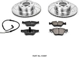 Power Stop K3087 Front Z23 Carbon Fiber Brake Pads with Drilled & Slotted Brake Rotors Kit