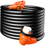 RVICORD 50 Amp 50Feet RV Heavy Duty STW Power Extension Cord for RVs and Automobiles AWG (6/3+8/1) with Locking Connector and Grip NEMA 14-50P to NEMA SS2-50R ETL Certified