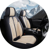 TAIINE Universal Car Seat Covers Waterproof Faux Leather Auto Seat Protectors Vehicle Cushion Cover Full Set Auto Interiors Accessories Black-Beige