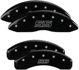 MGP Caliper Covers 14030STSSRD SS Trailblazer Logo Type Caliper Cover with Red Powder Coat Finish and Silver Characters, (Set of 4)