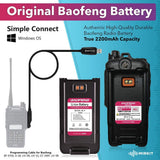 2pcs Mirkit Waterproof Radio Baofeng UV-9R Plus MK1 (UV-82 3rd Generation) 8 Watt Max Power & USB Baofeng Programming Cable & 2200mAh Battery, IP67 Handheld Radio: Dust, Cold & Waterproof Radio