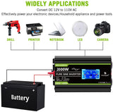 Novopal 2000 Watt Pure Sine Wave Power Inverter 12V DC to 110V/120V AC Converter- 4 AC Outlets Car Inverter with 1 USB Port-Remote Control and LCD Display Dual Cooling Fans Inverter