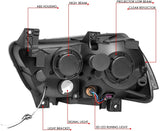 DNA Motoring HL-LB-DCH11-CH-CL1-A Chrome Housing Projector Headlights With LED Day Running Light Bar For 11-14 Charger