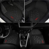3W Floor Mats Compatible for Jeep Gladiator 2020-2022, Custom Fit TPE All Floor Liner For Weather Jeep Gladiator,1st & 2nd Row Full Set Car liners with red Logo,Black