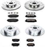 Power Stop K4101 Front and Rear Z23 Carbon Fiber Brake Pads with Drilled & Slotted Brake Rotors Kit