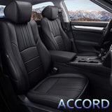 Custom Fit Car Seat Covers for Honda Accord 2018 2019 2020 2021 Full Set Faux Leather Waterproof Seat Cover Vehicle Protection Compatible Airbag Automotive Interior Accessories