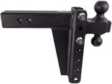 BulletProof Hitches 2.5" Adjustable Heavy Duty (22,000lb Rating) 8" Drop/Rise Trailer Hitch with 2" and 2 5/16" Dual Ball (Black Textured Powder Coat, Solid Steel)