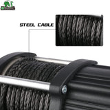 STIMULATER New 4500lbs.Load Capacity Winch 12V Synthetic Rope Winch Waterproof IP 67 Electric Winch with Wired Remote and Wireless Remotes,Hawse Fairlead, Strap and Hook for ATV/UTV/Boat (Black)