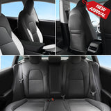 DrCarNow Tesla Model 3 Seat Covers 2017 2018 2019 2020 2021 2022,Full Set Custom Car Leather Seat Cover Accessories,for Dog Pet Baby Infant Kids, Front and Back Seat Protector Gifts,Black and White