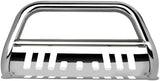 DNA Motoring BURB-033-SS Silver 3" Stainless Steel Front Bumper Push Bull Bar Replacement For 08-13 Highlander