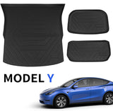 powoq Fit Tesla Model Y Trunk Mat Floor Mats Cargo Mat Cargo Liner Floor Liner Trunk Liner for 2020 2021 2022 Tesla Model Y 5-Seater Accessories (Four Trunk Mats + Floor Mats)