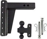 BulletProof Hitches 2.5" Adjustable Heavy Duty (22,000lb Rating) 8" Drop/Rise Trailer Hitch with 2" and 2 5/16" Dual Ball (Black Textured Powder Coat, Solid Steel)