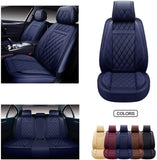OASIS AUTO OS-009 Leather Car Seat Covers, Faux Leatherette Automotive Vehicle Cushion Cover for 5 Passenger Cars & SUV Universal Fit Set for Auto Interior Accessories (Front Pair, Black)
