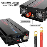 2000W Power Inverter, Pure Sine Wave Car Inverter DC 12V to AC 120V with Wireless Remote Control, LCD Digital Display Power Converter with Triple AC Outlets 1 USB Port for Travel/Camping/Power Outage