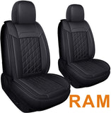 LUCKYMAN CLUB 81D-XFG Ram Seat Covers Full Set, Fit for Most of The 2006-2020 Ram 1500 2500 3500 Crew Cab& Quad Cab Truck, with Faux Leather (81XFG-Black)