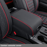 LUCKYMAN CLUB F150 Seat Covers Custom Fit for 2015-2021 F150 Crew Cab, and 2017-2021 F250 F350 Crew Cab with Faux Leather (Black & Red)