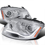 Spec-D Tuning Led Light Bar Chrome Housing Clear Lens Projector Headlights Head Lamps Compatible with Audi TT 1999-2006 L+R Pair Head Light Lamp Assembly