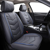 BLUEWALDON Leather Seat Covers for Cars SUV Trucks Universal Fit for Jeep Ford Fusion Toyota Corolla Hyundai Sonata Honda Civic Seat Covers(Full Set,Beige and Brown Line)