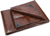 Super Heavy Duty Poly Tarp Cover Thick 16 Mil, Waterproof, 100% UV Resistant, Rot/Rip/Tear Proof Tarpaulin (Cut Size: 18' x 24', Finished Size: 17'6" x 23'6", Dark Brown)
