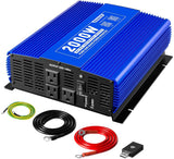 Kinverch 2000W Pure Sine Wave Inverter 12V DC to 110V AC Power Inverter for Car/Truck/RV with 3 AC Outlets &1USB Ports &Bluetooth Remote Control