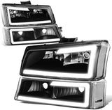 DNA Motoring HL-LB-CSIL03-BK-CL1-B Headlight (Driver & Passenger Side) For 03-07 Silverado 03-06 Avalanche