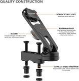 Rokform - Motorcycle Cell Phone Perch Mount, Clutch Perch Phone Mount Fits Most Harley's, Secures Phone Via Quad Tab Twist Lock Mount and Built-in Magnet Mount (Polished Aluminum)
