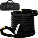 VEVOR 1-1/4 x 31.5' Recovery Tow Rope, 52,300 lbs, Heavy Duty Nylon Double Braided Kinetic Energy Rope w/ Loops and Protective Sleeves, for Truck Off-Road Vehicle ATV UTV, Carry Bag Included, Black