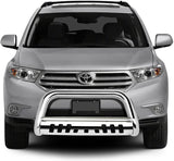 DNA Motoring BURB-033-SS Silver 3" Stainless Steel Front Bumper Push Bull Bar Replacement For 08-13 Highlander