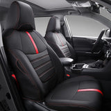Xipoo Fit Toyota RAV4 Seat Covers Front and Rear PU Leather Seat Covers for Toyota Rav4 2019 2020 2021 2022 Accessories (2019-2022 RAV4 Hybrid XSE, Black)