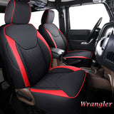 Coverado Wrangler Seat Covers, Waterproof Leather Seat Protectors Customized Fit Full Set, Compatible with 2007-2017 Jeep Wrangler JK Unlimited 4-Door, Fit Sahara Sport X Rubicon(Full Set, Black)