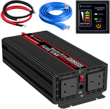 Novopal Pure Sine Wave Power Inverter 2000 Watt 12V DC to 110V/120V AC Converter 4 AC Outlets Car Inverter with One USB Port 16.4 Feet Remote Control and Two Cooling Fans-Peak Power 4000 Watt