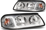 DNA Motoring HL-LB-CI00-BK-AM Black Amber Headlights With LED Day Running Light Bar Replacement For 00-05 Impala