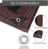 30'x 40' 8 Oz Heavy Duty Tarp Multifunctional Black/Brown Reversible Tarpaulin Cover Thickness 16 Mil Super Durable Tarp Cover UV Resistant Rip and Tear Proof Tarpaulin (30'x 40')