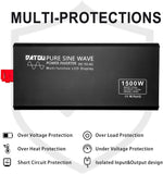 DATOUBOSS Pure Sine Wave Inverter 1500W Power Inverter 3000W Peak DC 12V to 110V AC Car Converter Dual AC Outlets Truck/RV Inverter with Remote Control & LCD Display(1500W 12 -110V)