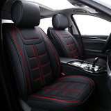 Coverado Car Seat Covers, Waterproof Faux Leather Line Pattern Automotive Vehicle Cushion Protector, Universal Fit for Most Cars Sedan SUV Pickup Truck(Full Set, Red)