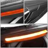 DNA Motoring HL-HPL-LED-FF16-BK-SM-AM Smoke Lens Projector Headlights With Dual U-Halo DRL Replacement For 15-18 Focus