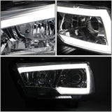 DNA Motoring HL-LB-DCH11-CH-CL1-A Chrome Housing Projector Headlights With LED Day Running Light Bar For 11-14 Charger