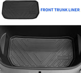 powoq Fit Tesla Model Y Trunk Mat Floor Mats Cargo Mat Cargo Liner Floor Liner Trunk Liner for 2020 2021 2022 Tesla Model Y 5-Seater Accessories (Four Trunk Mats + Floor Mats)