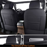 Coverado Wrangler Seat Covers, Waterproof Leather Seat Protectors Customized Fit Full Set, Compatible with 2007-2017 Jeep Wrangler JK Unlimited 4-Door, Fit Sahara Sport X Rubicon(Full Set, Black)