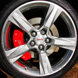 MGP Caliper Covers 14030STSSRD SS Trailblazer Logo Type Caliper Cover with Red Powder Coat Finish and Silver Characters, (Set of 4)