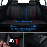 Coverado Car Seat Covers, Waterproof Faux Leather Line Pattern Automotive Vehicle Cushion Protector, Universal Fit for Most Cars Sedan SUV Pickup Truck(Full Set, Red)