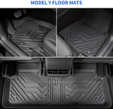 powoq Fit Tesla Model Y Trunk Mat Floor Mats Cargo Mat Cargo Liner Floor Liner Trunk Liner for 2020 2021 2022 Tesla Model Y 5-Seater Accessories (Four Trunk Mats + Floor Mats)