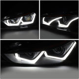 DNA Motoring HL-HPL-LED-FF16-BK-SM-AM Smoke Lens Projector Headlights With Dual U-Halo DRL Replacement For 15-18 Focus