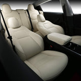 INCH EMPIRE Seat Cover Custom Fit for Tesla Model 3 Model Y Synthetic Leather Car Seat Cushion Protector for 2017 2018 2019 2020 2021 2022 All Season Customized (Grey Y)