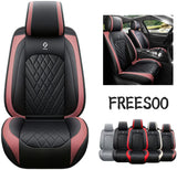 FREESOO Car Seat Cover Full Set, Leather Seat Covers Auto Accessories Waterproof Universal Fit for 5 Seats Sedan SUV Pick-up Truck (Beige 13)