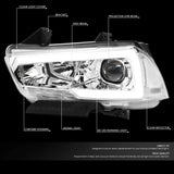 DNA Motoring HL-LB-DCH11-CH-CL1-A Chrome Housing Projector Headlights With LED Day Running Light Bar For 11-14 Charger