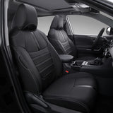 Xipoo Fit Toyota RAV4 Seat Covers Front and Rear PU Leather Seat Covers for Toyota Rav4 2019 2020 2021 2022 Accessories (2019-2022 RAV4 Hybrid XSE, Black)