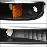 DNA Motoring HL-HPL-SIE994P-BK-AM Black Amber Dual LED Halo Rings Projector Headlights Replacement For 99-07 Sierra
