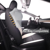 Car Seat Covers for Tesla Model 3, Seat Cover Custom Fit Full Set PU Leather Waterproof Seat Cushion Cover Compatible for Model 3 2017 2018 2019 2020 2021(Black and White)